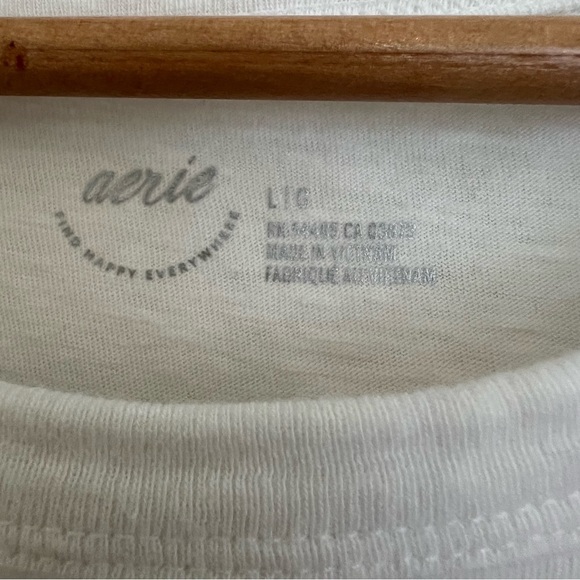 Aerie White Tie-Front Women's Crop Top 100% Cotton Basic Yoga Lounge Casual - Picture 3 of 4